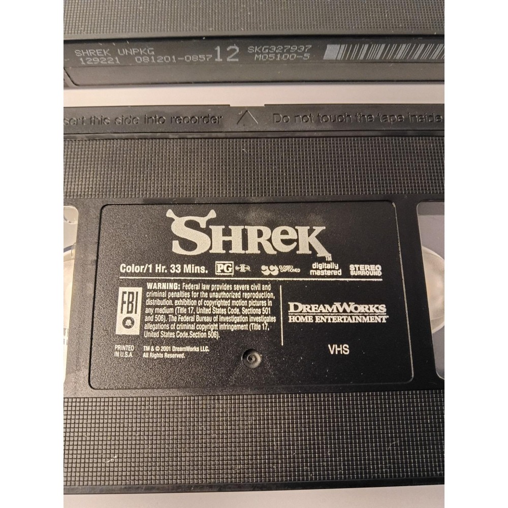 Shrek VHS Dreamworks 2001 Vintage Tested Working tape only